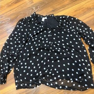 Joie Black and White Polka Dot Blouse